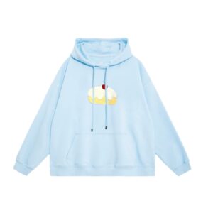 Cherry Cake Tableware Print Hoodie — Blue