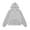 Star-Print Hip-Hop Style Grey Hoodie