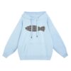 Minimalist Plaid Hoodie With Small Fish Print