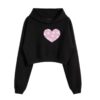 Short Black Hoodie With Cat Paw Print