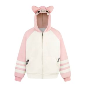 Pink & White Color-Block Hoodie (Sweet & Cool Style)