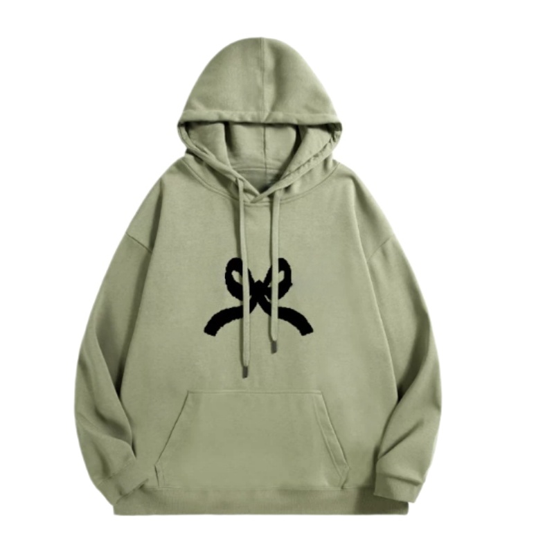 Classic Casual Hoodie With Bow Detail — Green