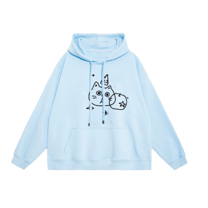 "Good Night Cat" Line Art Print Hoodie