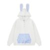 Cute Plaid Hoodie with Bunny Ears