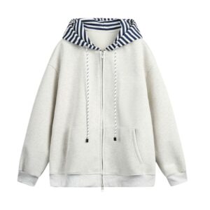 Color-Block Striped Versatile Hoodie